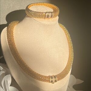 Elegant 24k gold over bronze Necklace and Bracelet Set